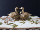 Vintage Wong Lee Hand Painted Porcelain Box With Bronze Swans WL 1895 Chinoiserie