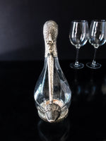 Silver Plate And Glass Duck Wine Decanter Carafe Barware