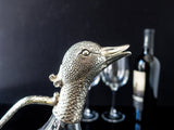 Silver Plate And Glass Duck Wine Decanter Carafe Barware