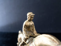 Bronze Brass Horse Jockey On Horse Sculpture Figure Kentucky Derby Art and Collectibles