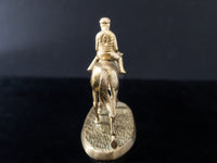 Bronze Brass Horse Jockey On Horse Sculpture Figure Kentucky Derby Art and Collectibles