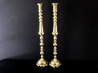 Vintage 28" Tall Brass Candle Holders Pair Altar Candles Candles And Candelabra