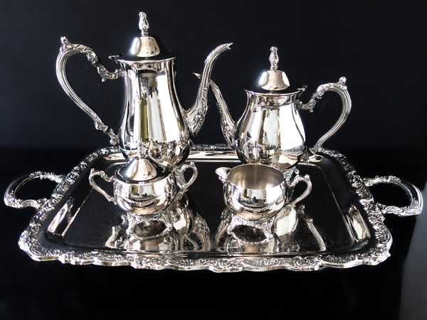 Vintage Silver Plate Tea Set Coffee Service With Footed Tray Great Cond Tea and Coffee Sets
