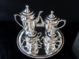 Vintage Silver Plate Tea Set With Tray IOB Andrea By Sadek Tea and Coffee Sets