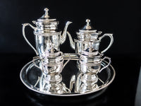 Vintage Silver Plate Tea Set With Tray IOB Andrea By Sadek Tea and Coffee Sets
