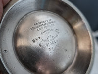Rare Silver Soldered Teapot Schaber Cafeteria Los Angeles 1928 Opening Year Hotel Military RR Silver