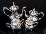 Vintage Silver Plate Coffee Tea Set Service 4 Piece Set Reed Barton Burgundy Tea and Coffee Sets