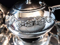 Antique Silver Soldered Tea Set Coffee Service With Tray Grapes Waterhouse England Tea and Coffee Sets