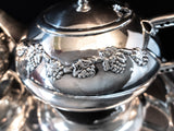 Antique Silver Soldered Tea Set Coffee Service With Tray Grapes Waterhouse England Tea and Coffee Sets
