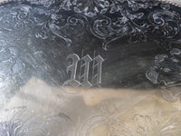 Antique XL Silver Plate Serving Tray Lattice And Grapes Barbour Silver Co Circa 1890s Trays
