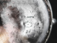 Vintage Antique Hotel Martin Teapot Sheffield Plate On Nickel Silver Hotel Military RR Silver