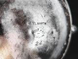 Vintage Antique Hotel Martin Teapot Sheffield Plate On Nickel Silver Hotel Military RR Silver