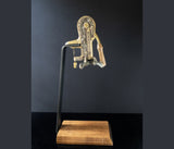 Vintage Estate Wine Opener Antique Brass With Oak Wood Decorker Barware