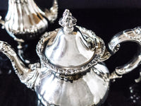Vintage Silver Plate Coffee Tea Set Service 4 Piece Set Reed Barton Burgundy Tea and Coffee Sets