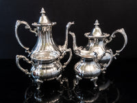 Vintage Silver Plate Coffee Tea Set Service 4 Piece Set Reed Barton Burgundy Tea and Coffee Sets