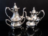 Vintage Silver Plate Coffee Tea Set Service 4 Piece Set Reed Barton Burgundy Tea and Coffee Sets