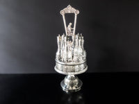Antique Victorian Silver Plate Cruet Set Condiment Caster Stand Figural Boy Silver And Silverplate