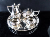 Antique Silver Soldered Tea Set Coffee Service With Tray Grapes Waterhouse England Tea and Coffee Sets