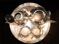 Antique Silver Soldered Tea Set Coffee Service With Tray Grapes Waterhouse England Tea and Coffee Sets