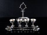 Antique Silver Plate Egg Cup And Spoon Caddy Sheffield England Circa Late 1800s Silver And Silverplate