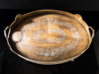 Vintage Large Oval Brass Serving Tray With Handles And Feet Trays