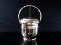 Vintage Brass Ice Bucket Insulated Glass Liner And Ice Tongs Grape Design Barware