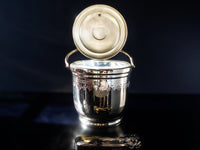 Vintage Brass Ice Bucket Insulated Glass Liner And Ice Tongs Grape Design Barware