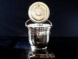 Vintage Brass Ice Bucket Insulated Glass Liner And Ice Tongs Grape Design Barware