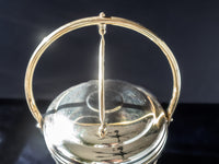 Vintage Brass Ice Bucket Insulated Glass Liner And Ice Tongs Grape Design Barware