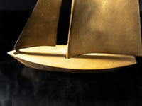 Vintage Solid Brass Boat Sculpture Sailboat Nautical Door Stop 14" Home Decor