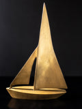 Vintage Solid Brass Boat Sculpture Sailboat Nautical Door Stop 14" Home Decor