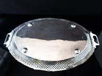 Antique XL Silver Plate Serving Tray Lattice And Grapes Barbour Silver Co Circa 1890s Trays