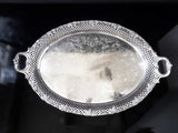 Antique XL Silver Plate Serving Tray Lattice And Grapes Barbour Silver Co Circa 1890s Trays