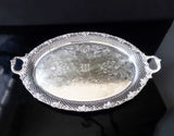 Antique XL Silver Plate Serving Tray Lattice And Grapes Barbour Silver Co Circa 1890s Trays