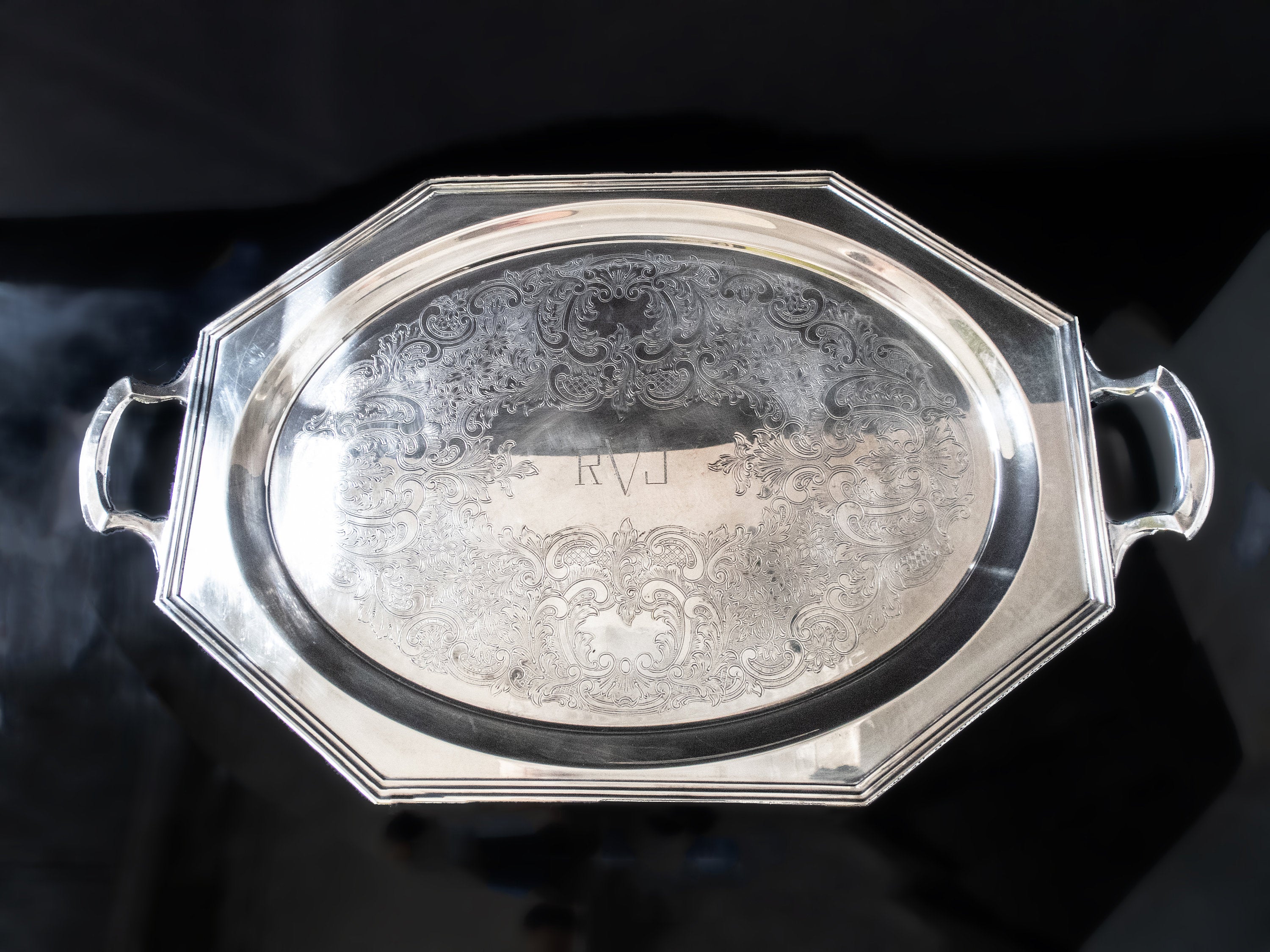 Vintage Silver Plate Large Tray Alden By Wallace 5020 Serving Tray