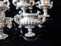Vintage Pewter Napkin Rings Miniature Grecian Urns Chalices Set of 7 Dining And Serving