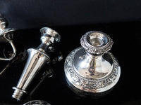 Vintage Silver Plate Convertible Candelabra Candle Holder With Glass Shades Tall Candles And Candelabra