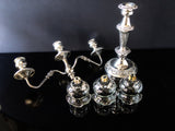 Vintage Silver Plate Convertible Candelabra Candle Holder With Glass Shades Tall Candles And Candelabra