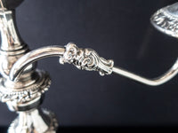 Vintage Silver Plate Convertible Candelabra Candle Holder With Glass Shades Tall Candles And Candelabra