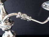 Vintage Silver Plate Convertible Candelabra Candle Holder With Glass Shades Tall Candles And Candelabra