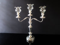 Vintage Silver Plate Convertible Candelabra Candle Holder With Glass Shades Tall Candles And Candelabra