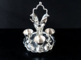 Antique Silver Plate Egg Cup And Spoon Caddy Sheffield England Circa Late 1800s Silver And Silverplate
