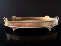 Vintage Large Oval Brass Serving Tray With Handles And Feet Trays