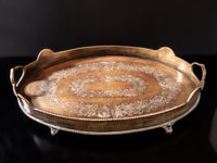 Vintage Large Oval Brass Serving Tray With Handles And Feet Trays