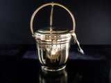 Vintage Brass Ice Bucket Insulated Glass Liner And Ice Tongs Grape Design Barware