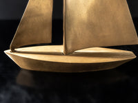 Vintage Solid Brass Boat Sculpture Sailboat Nautical Door Stop 14" Home Decor