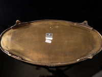 Vintage Oval Brass Serving Tray With Handles And Feet