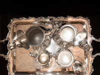 Vintage Silver Plate Tea Set Coffee Service Tray American Rose Webster Wilcox IS