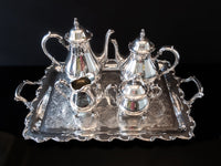 Vintage Silver Plate Tea Set Coffee Service Tray American Rose Webster Wilcox IS