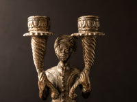Vintage Bronze Tone Blackamoor Candle Holder Moorish Moors Morcic